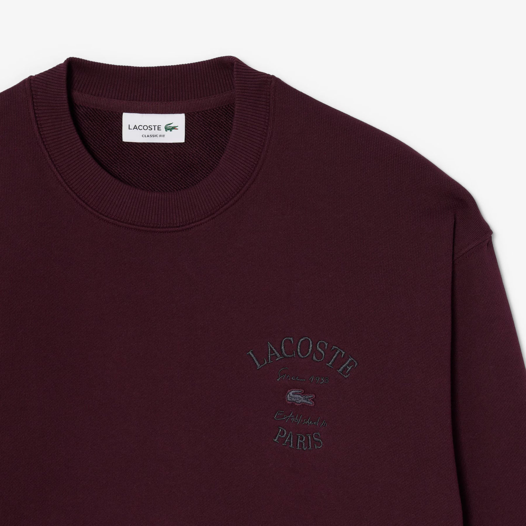 LACOSTE Felpa Girocollo Logo Ricamato Bordeaux