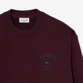 LACOSTE Felpa Girocollo Logo Ricamato Bordeaux