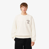 LACOSTE Felpa Girocollo Logo Ricamato Bianco