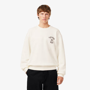 LACOSTE Felpa Girocollo Logo Ricamato Bianco