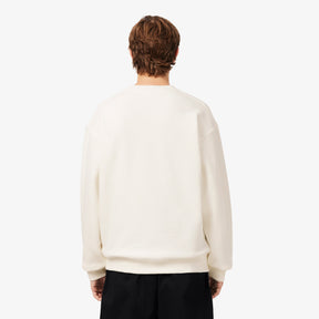 LACOSTE Felpa Girocollo Logo Ricamato Bianco