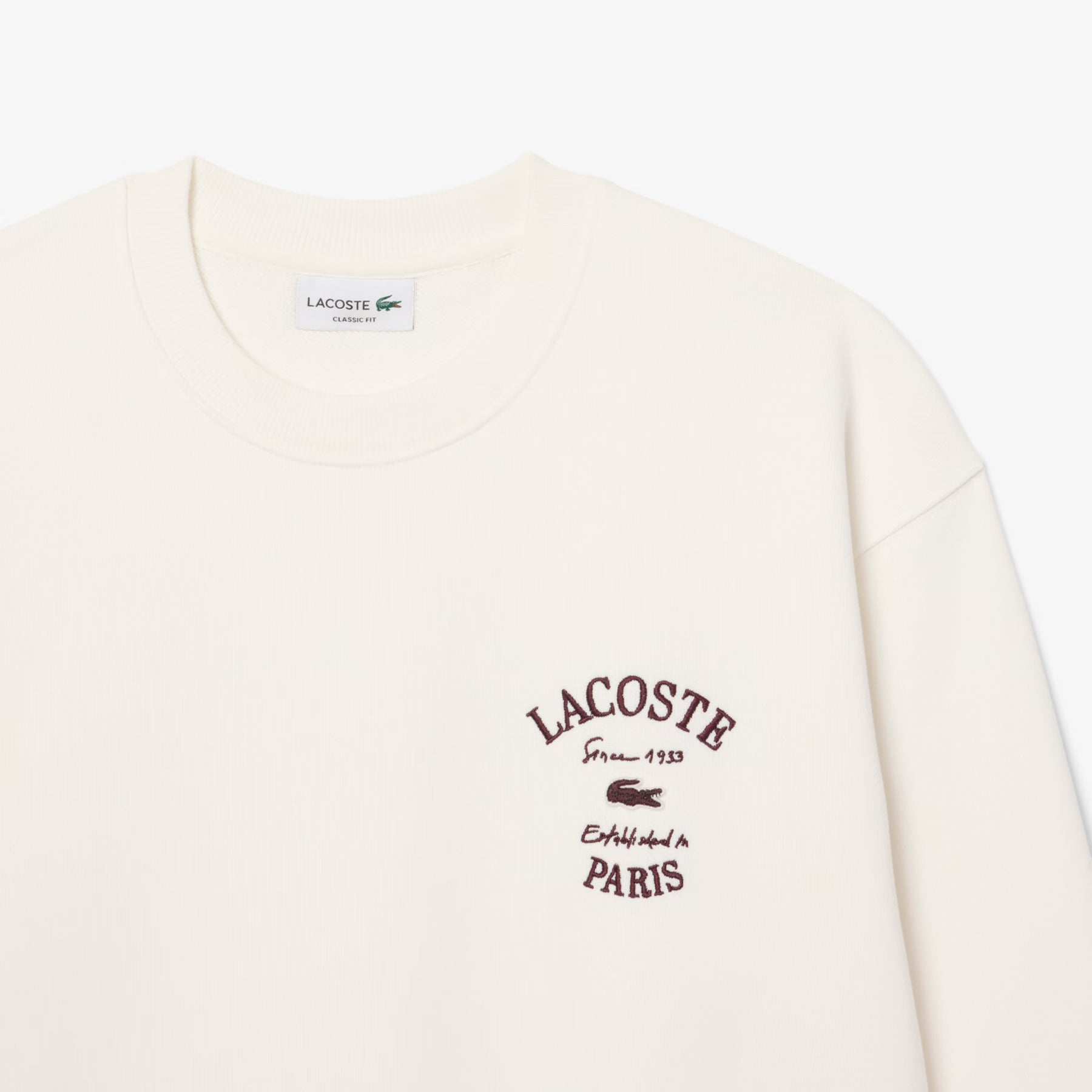 LACOSTE Felpa Girocollo Logo Ricamato Bianco