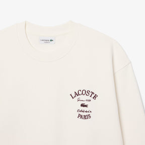 LACOSTE Felpa Girocollo Logo Ricamato Bianco