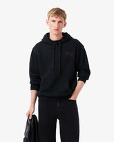LACOSTE Felpa Con Cappuccio Logo Retro Nero/Rosso