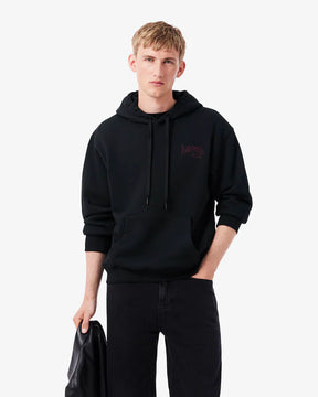 LACOSTE Felpa Con Cappuccio Logo Retro Nero/Rosso