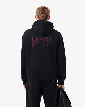 LACOSTE Felpa Con Cappuccio Logo Retro Nero/Rosso