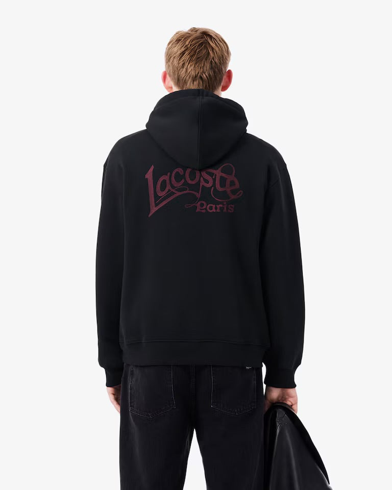 LACOSTE Felpa Con Cappuccio Logo Retro Nero/Rosso