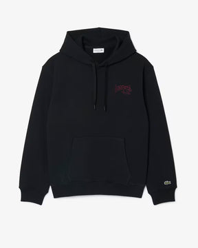 LACOSTE Felpa Con Cappuccio Logo Retro Nero/Rosso