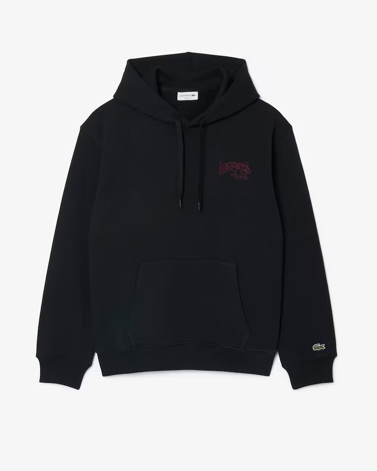 LACOSTE Felpa Con Cappuccio Logo Retro Nero/Rosso