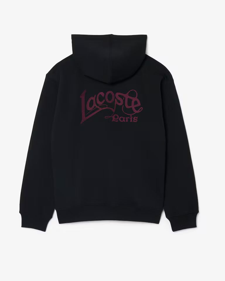 LACOSTE Felpa Con Cappuccio Logo Retro Nero/Rosso