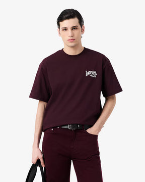 LACOSTE T-Shirt Classic Fit Logo Ricamato Bordeaux