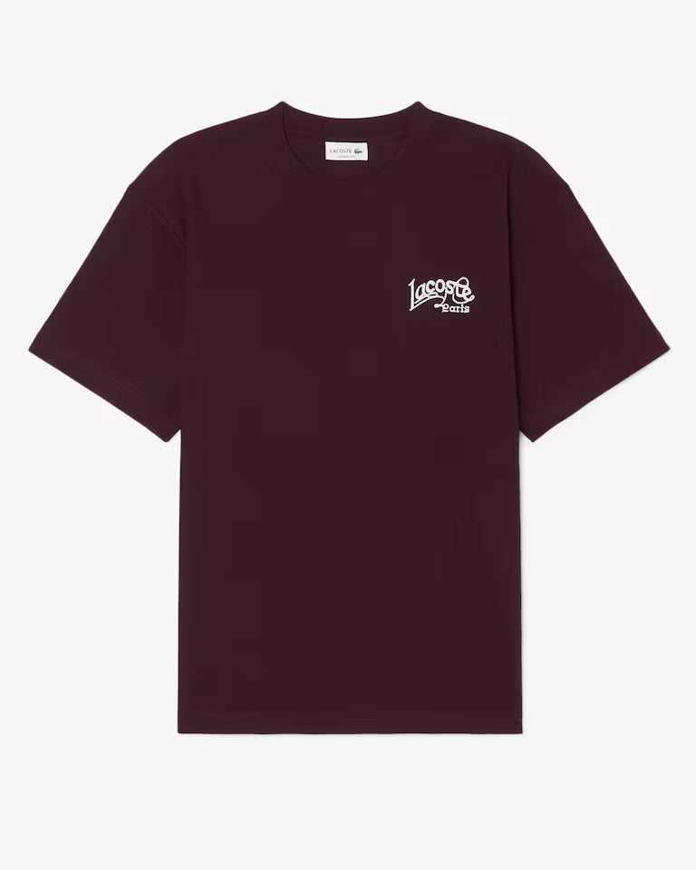 LACOSTE T-Shirt Classic Fit Logo Ricamato Bordeaux
