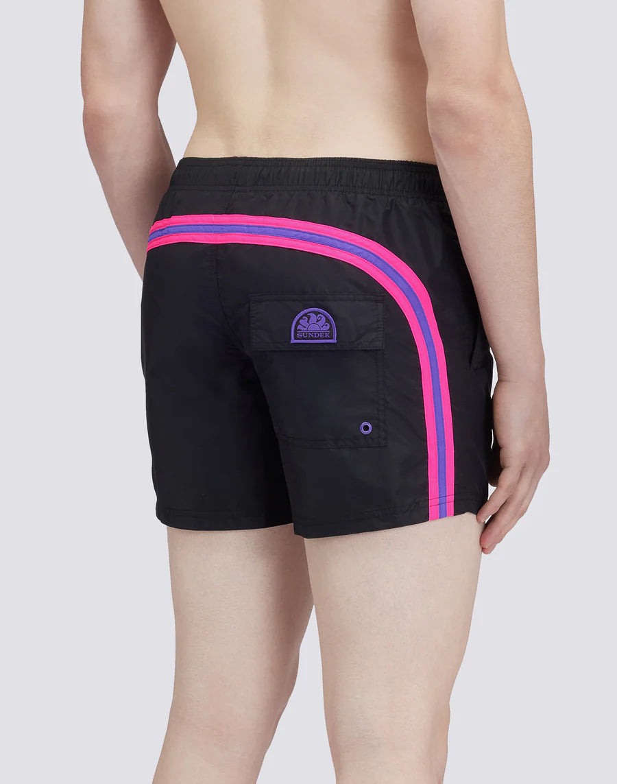 SUNDEK Costume Retro Arcobaleno Fuxia-Viola Uomo Nero