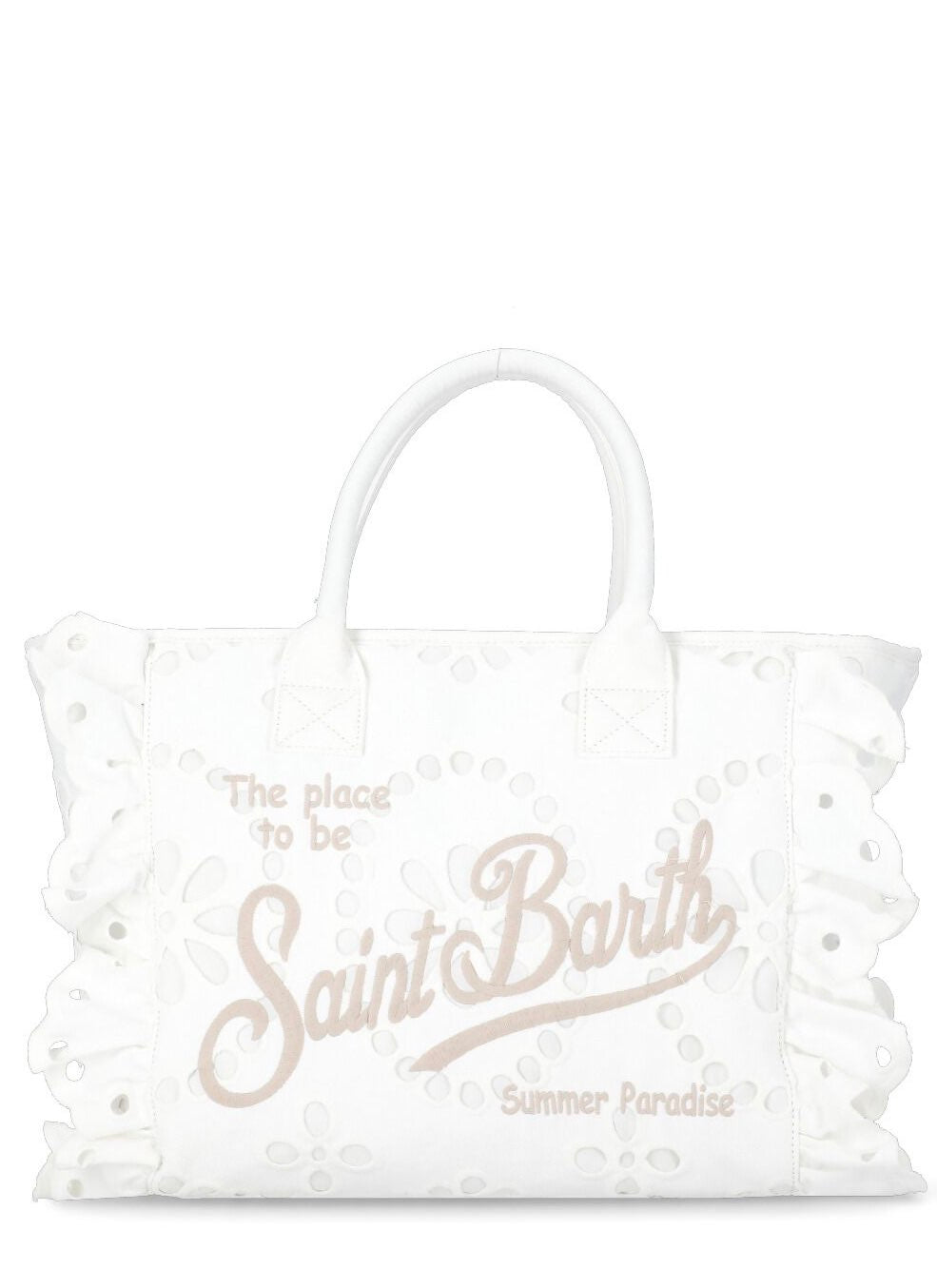 SAINT BARTH Borsa a Spalla Vanity Volant In Pizzo Bianca