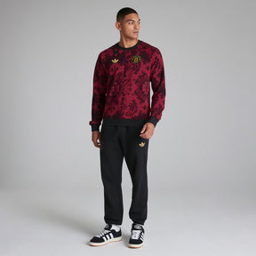 ADIDAS ORIGINALS Tuta  Manchester United Sfumata Girocollo In Cotone Rossa e Nera