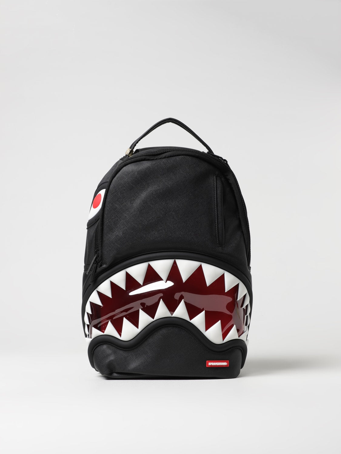 SPRAYGROUND Zaino In Pelle Con Logo In Rilievo Interno Trasparente Nero e Bianco
