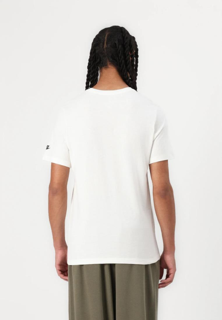 NIKE T-Shirt Uomo  Con Logo Multicolor Al Centro In Cotone Panna