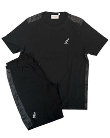 AUSTRALIAN Completino In Cotone Con Bande Maori Laterli su T-Shirt e Pantaloncino Nero e Grigio