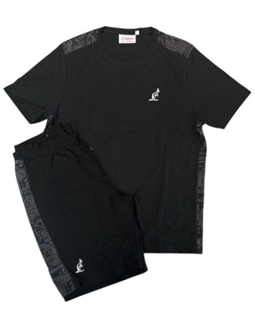 AUSTRALIAN Completino In Cotone Con Bande Maori Laterli su T-Shirt e Pantaloncino Nero e Grigio