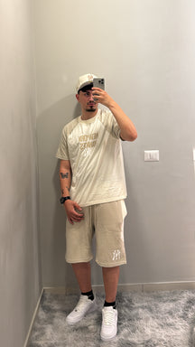 NEW ERA Completino NEW YORK YANKEES In Cotone Con Stampa Centrale a Contrasto Beige