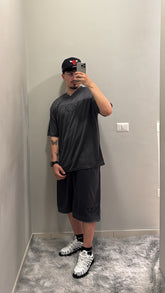NEW ERA Completino CHICAGO BULLS In Cotone Doppio Tessuto Bucherellato Con Logo Tono su Tono Grigio Scuro