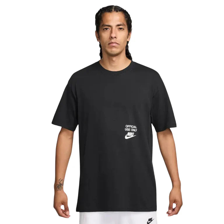 NIKE T-shirt Logo Bianco  Piccolo
Avanti E Logo Grande Dietro In Cotone Nera