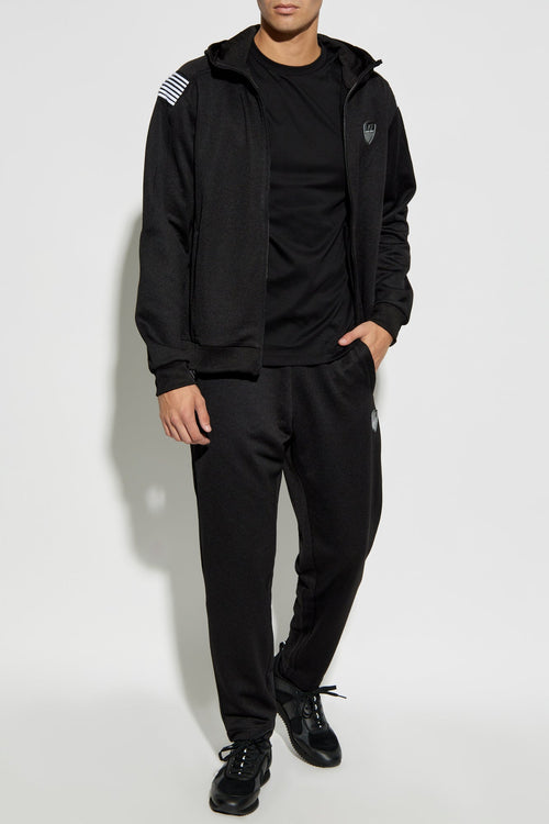 EMPORIO ARMANI Tuta Acetata Con Zip e Cappuccio Nera