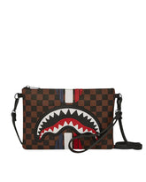 SPRAYGROUND Pochette/Tracolla In Pelle Logo Centrale Francia Edition Marrone  e Nero