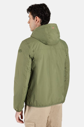 CANADIENS Antivento Con Cappuccio e Tasche Con Zip Waterproof e Windproof Verde Militare