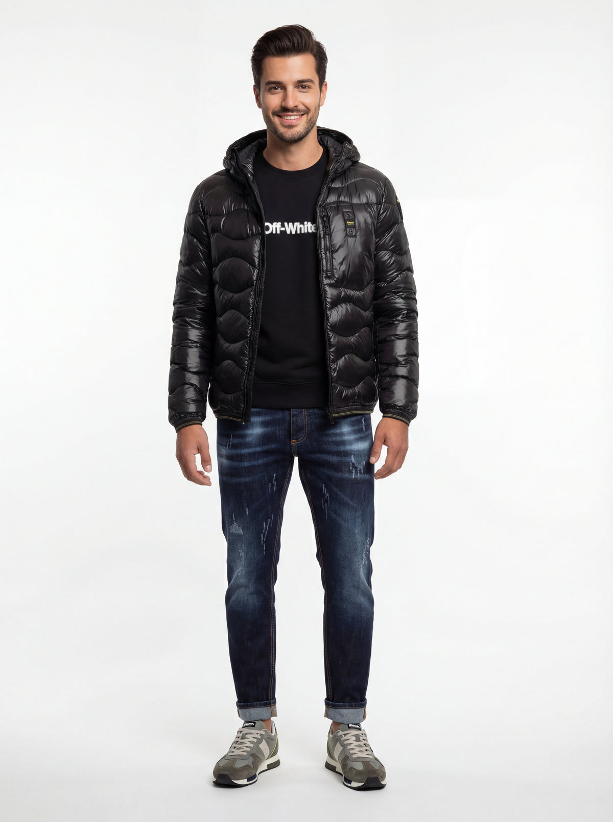 Blauer Sneaker Military + OFF WHITE Felpa + Soldier Jeans NEW + Blauer Giubbotto Uomo - 01