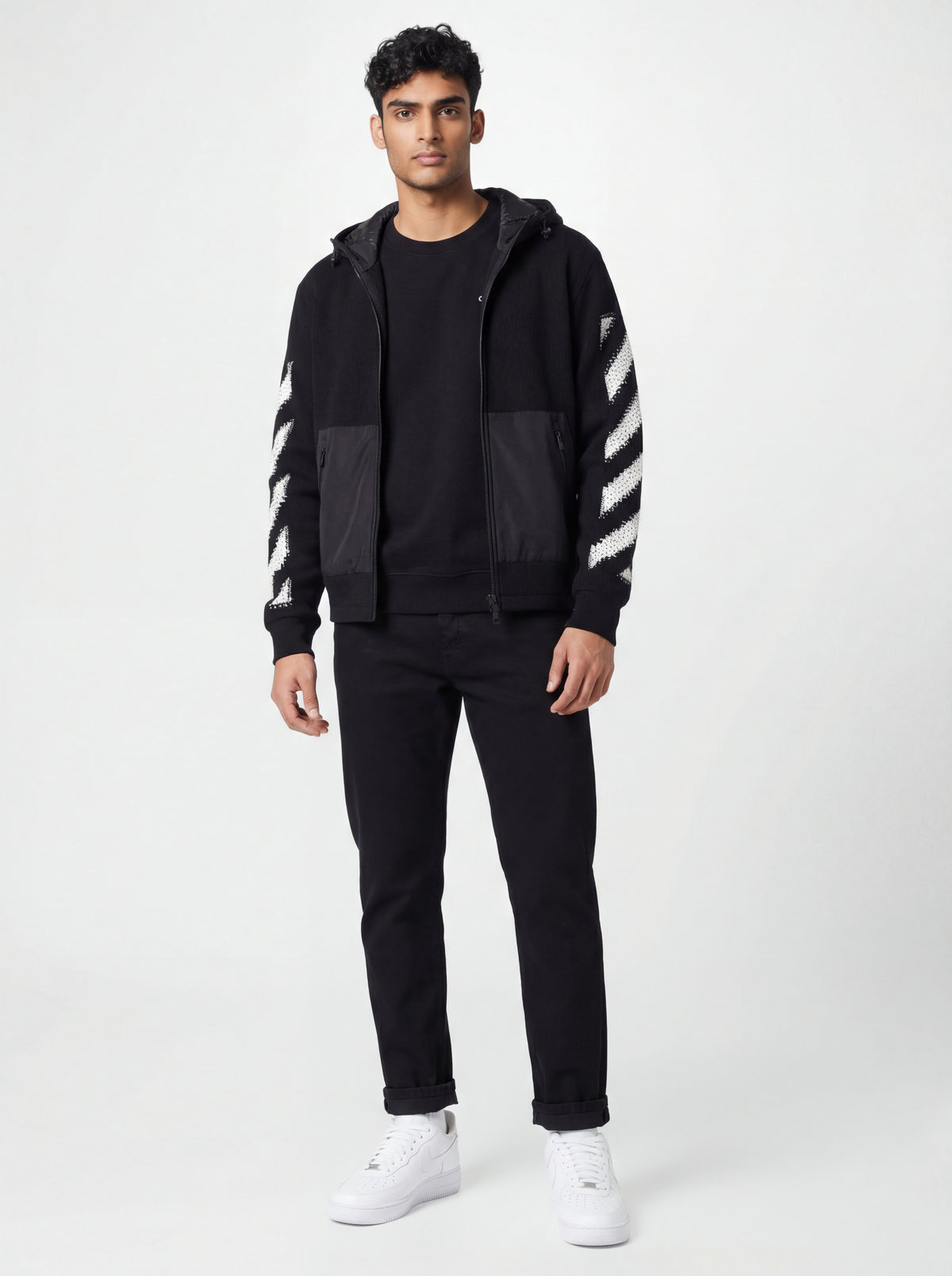 Air force bianche + OFF WHITE Felpa + Soldier Jeans NEW + Trez Giubbotto Invernale - 01