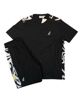AUSTRALIAN Completino In Cotone Con Bande Laterli su T-Shirt e Pantaloncino Nero e Bianco