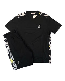 AUSTRALIAN Completino In Cotone Con Bande Laterli su T-Shirt e Pantaloncino Nero e Bianco
