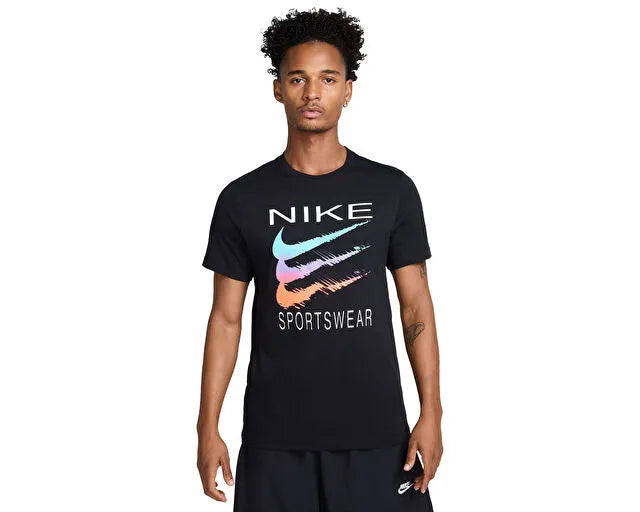 NIKE T-Shirt Swoosh Colorati Nera