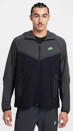 NIKE TECH microfibra completa nera e grigia logo fluo - Nike abbigliamento