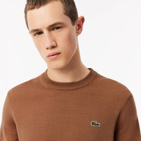 Pullover Lacoste Girocollo in misto lana marrone chiaro - Lacoste