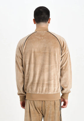 ADIDAS ORIGINALS Felpa con zip SST Adicolor in velour beige da uomo JX1561  ADIDAS ORIGINALS