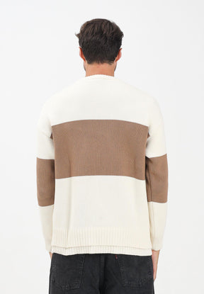 DISCLAIMER Maglioncino girocollo panna da uomo con logo 25IDS55201 LA DISCLAIMER
