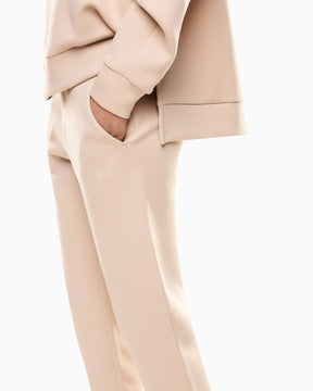 EMPORIO ARMANI DONNA TUTA LOGO SERIES IN INTERLOCK DI COTONE BEIGE