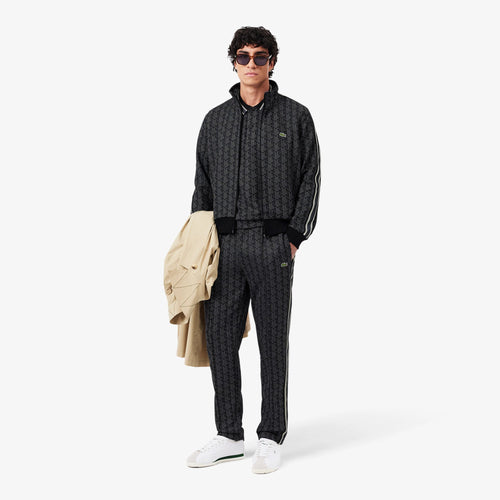LACOSTE Tuta Leggera Monogram Con Zip Nera