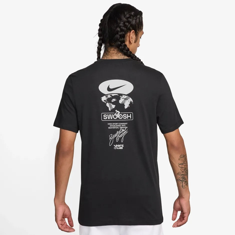 NIKE T-shirt Logo Swoosh In Cotone Nero