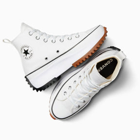 CONVERSE Scarpe Collo Alto In Canvas Con Suola Platform Sagomata Bianca