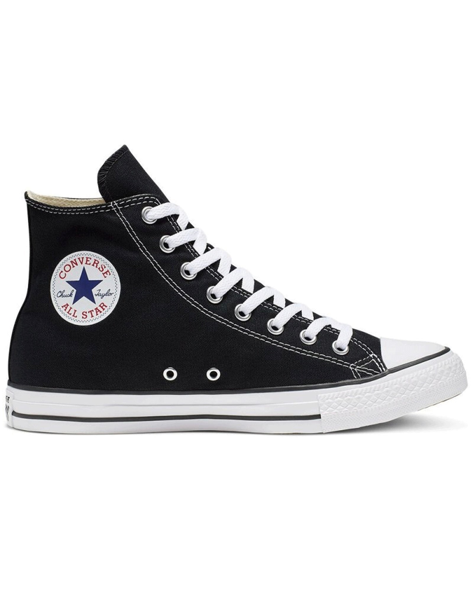 CONVERSE Scarpe Collo Alto In Canvas Con Punta E Suola In Gomma Nera