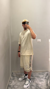 NEW ERA Completino SCATTLE MARINERS In Cotone Floreal Fantasy Con Logo Centrale e Sul retro Con Pantaloncino Bucherellato Beige