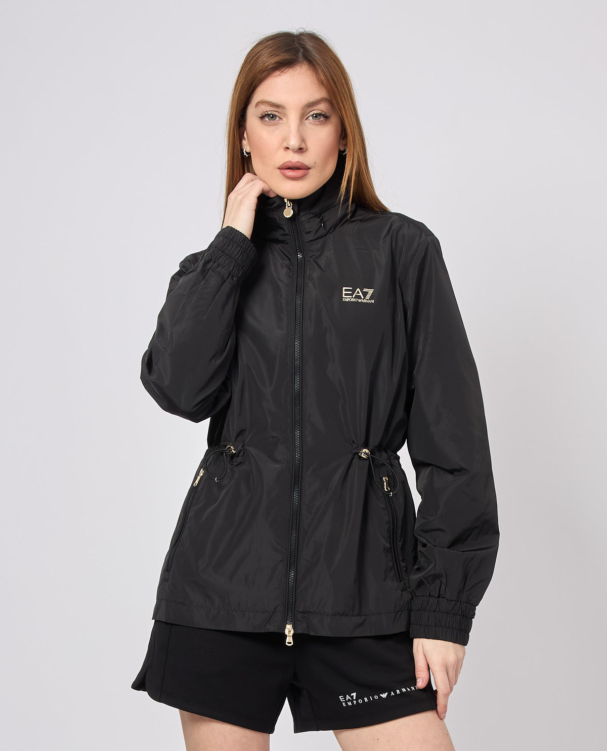 EMPORIO ARMANI Antivento Donna Con Cappuccio e Coulisse In Vita Nero