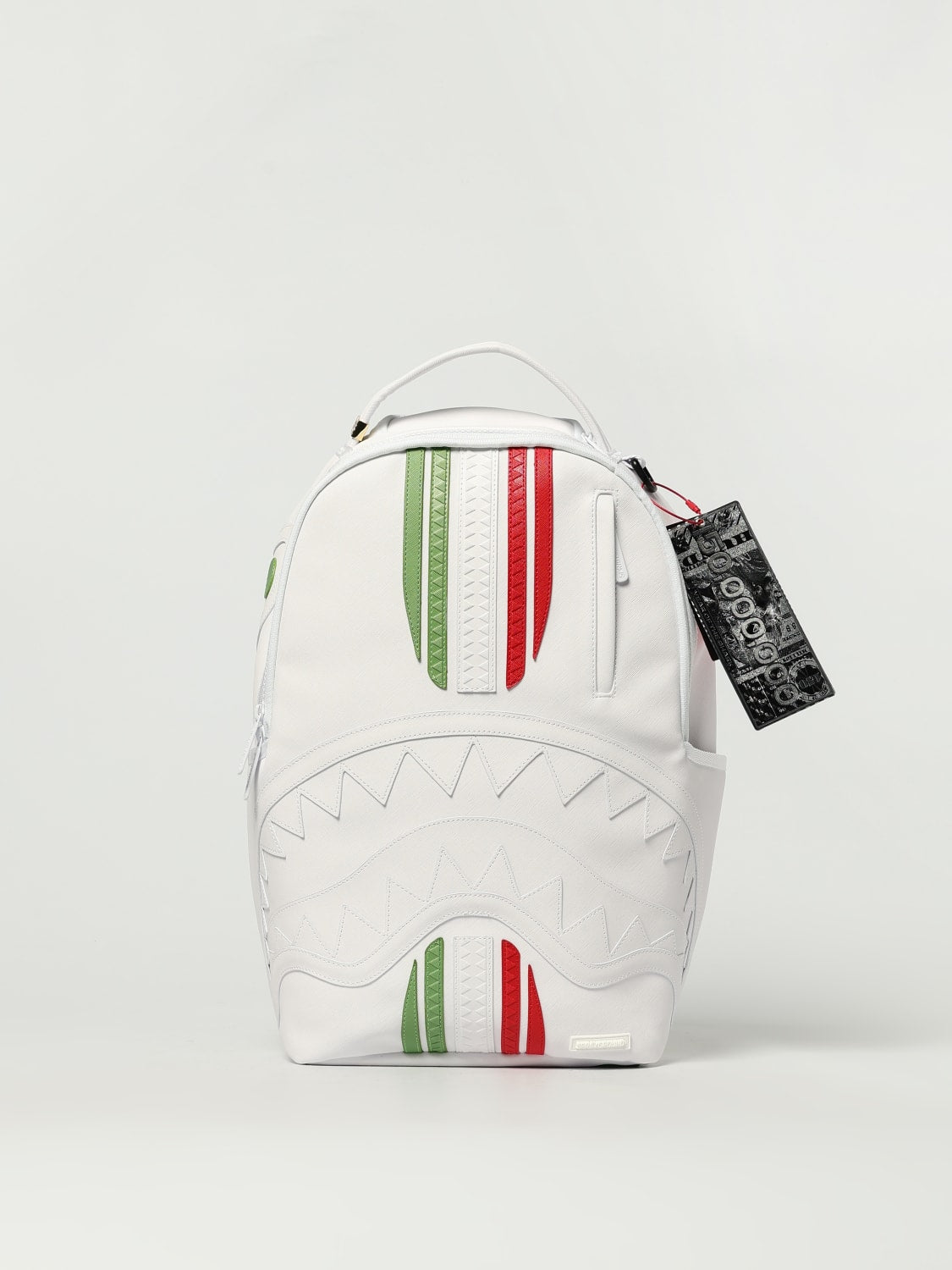 SPRAYGROUND Zaino In Pelle Italia Edition Logo Tono su Tono Bianco