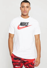 NIKE T-Shirt Logo Nero Swoosh Rosso Bianca