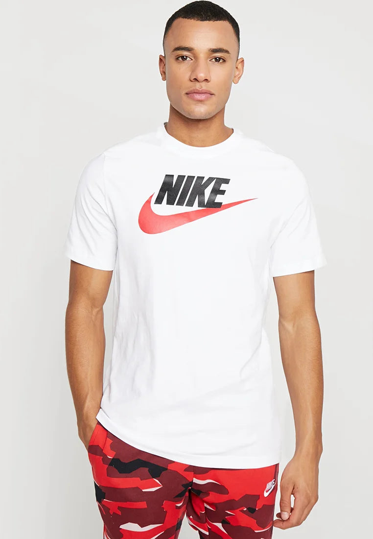 NIKE T-Shirt Logo Nero Swoosh Rosso Bianca