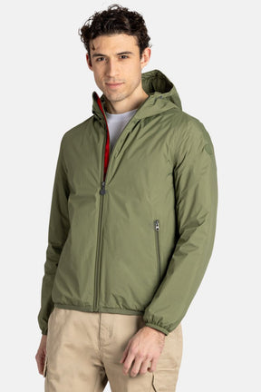 CANADIENS Antivento Con Cappuccio e Tasche Con Zip Waterproof e Windproof Verde Militare